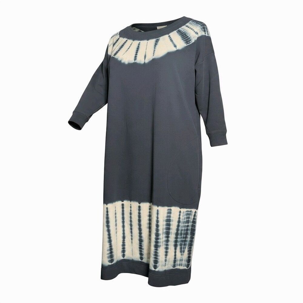 NWT J. Jill Purejill Tie Dye Dress Sz L Blue 100% Organic Cotton Cozy Pockets